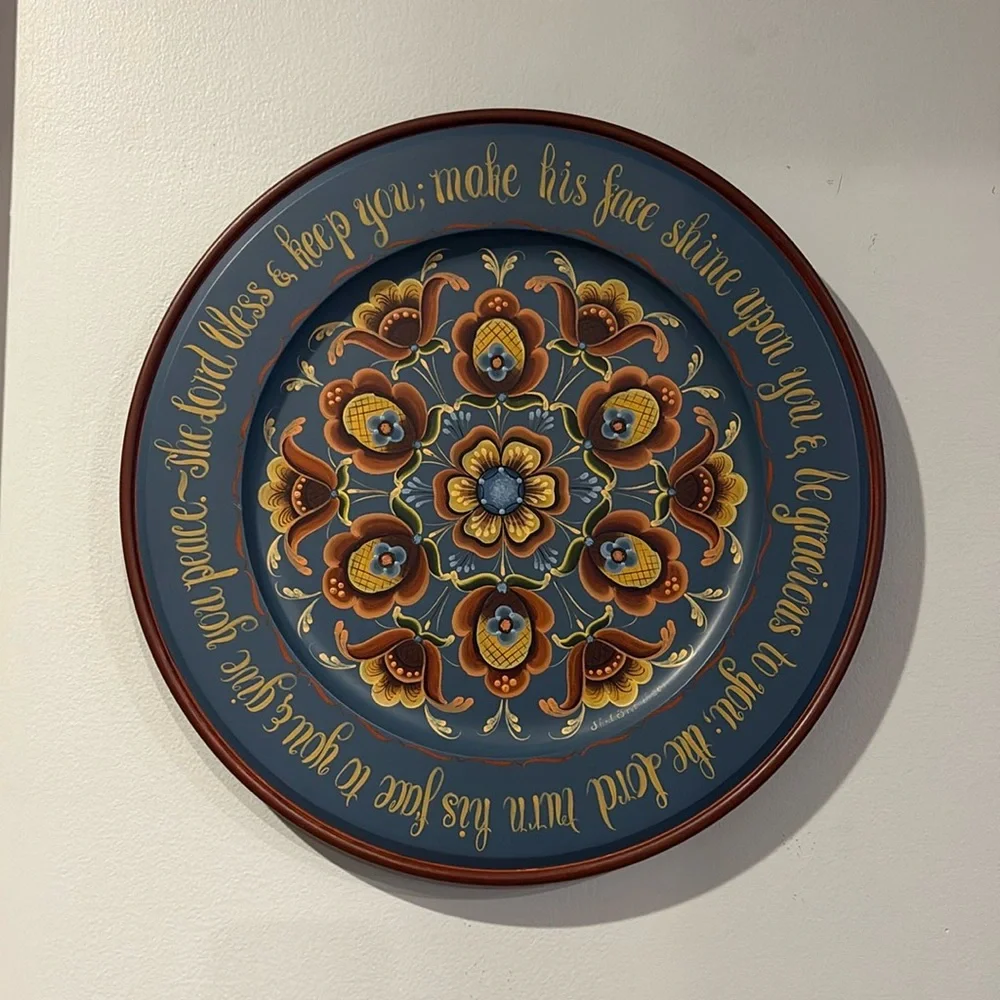 Original ROSEMALING Wooden Plate - by artist Rhonda Fritech - Limited edition - Picture 5 of 17